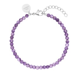 Purelei® Amethyst Bracelet, Women's Bracelet Made of Durable Stainless Steel, Waterproof Amethyst Bead Bracelet, 16-19 cm Length Adjustable, Stainless Steel, Amethyst