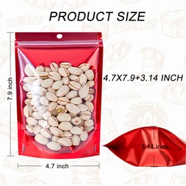 100PCS Mylar Bags for Food Storage Resealable Bags for Small Business with Clear Windonw,4.7x7.9 inch Smell Proof Bags Stand Up Zip Lock Pouches Aluminum Foil Sealable Bag for Packaging Cookie,Snack