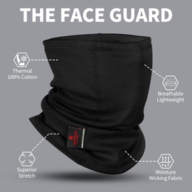 LANLFY 2PACK FR Face Mask for Men CAT/HRC2 Flame Resistant Neck Gaiter Covering 100% Cotton Arc Flash Welding Shield Protector 12CAL Work Gear Black