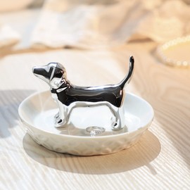 EYONGLION Dog Ring Holder Dog, Cute Animals Jewelry Holder Dish Tray For Women,Sliver Dog Gifts For Dog Lover/Dog Mom, Valentine's Day Dog Themed Gifts for Girls Friends