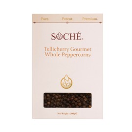 Soché Tellicherry Black Peppercorns 200 g, Hand Selected Whole Pepper from the Malabar Coast | Pure, Aromatic and Ethically Sourced | Climate Friendly Resealable Pack | The Finest & Purest Essentials