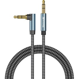 Nanxudyj AUX Cord 3ft,3.5mm Stereo Audio Cable portable 90 Degree 3.5mm Male to Male Stereo Aux Cable Right Angle TRS Cable,Hi-Fi Sound, Compatible for car, Headphone,Tablets, Speakers,24K Gold Plated