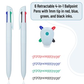 Mr. Pen- Ballpoint Multicolor Pen in One, 4-in-1, 6 Pack, Colorful Ink, Retractable Multi Color Pens All in One