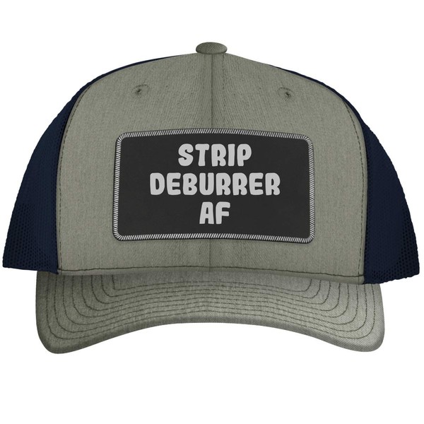 Strip Deburrer AF - Leather Black Patch Engraved Trucker Hat,