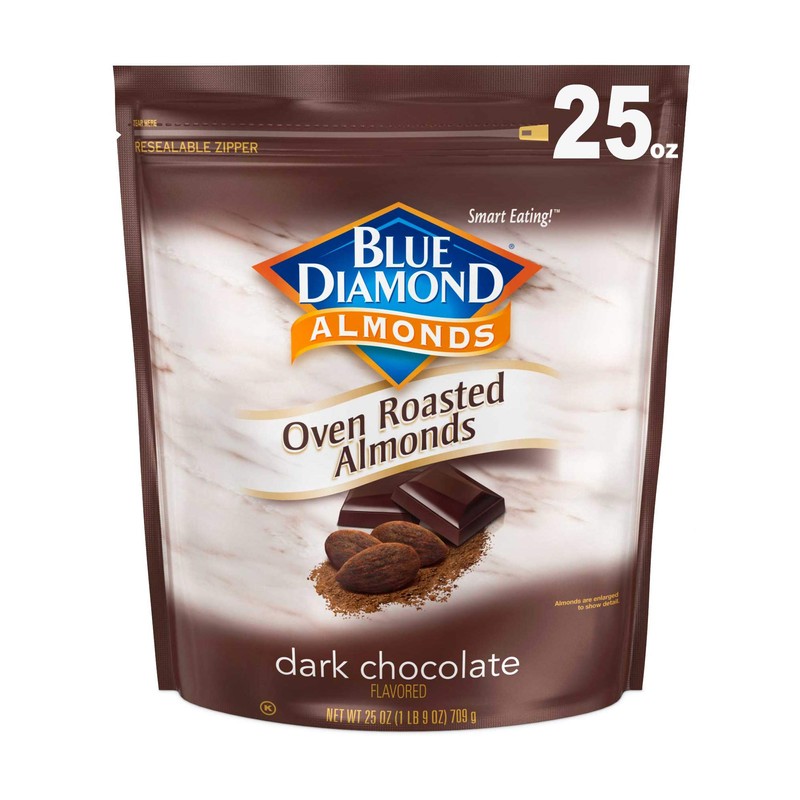 Blue Diamond Almonds, Oven Roasted Dark Chocolate Flavored Snack Nuts,