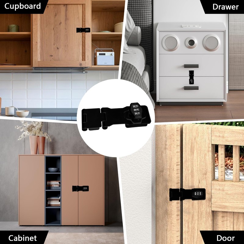 2PCS Password Hasp Locks, 90-180 Degree Cabinet Password Locks Fold