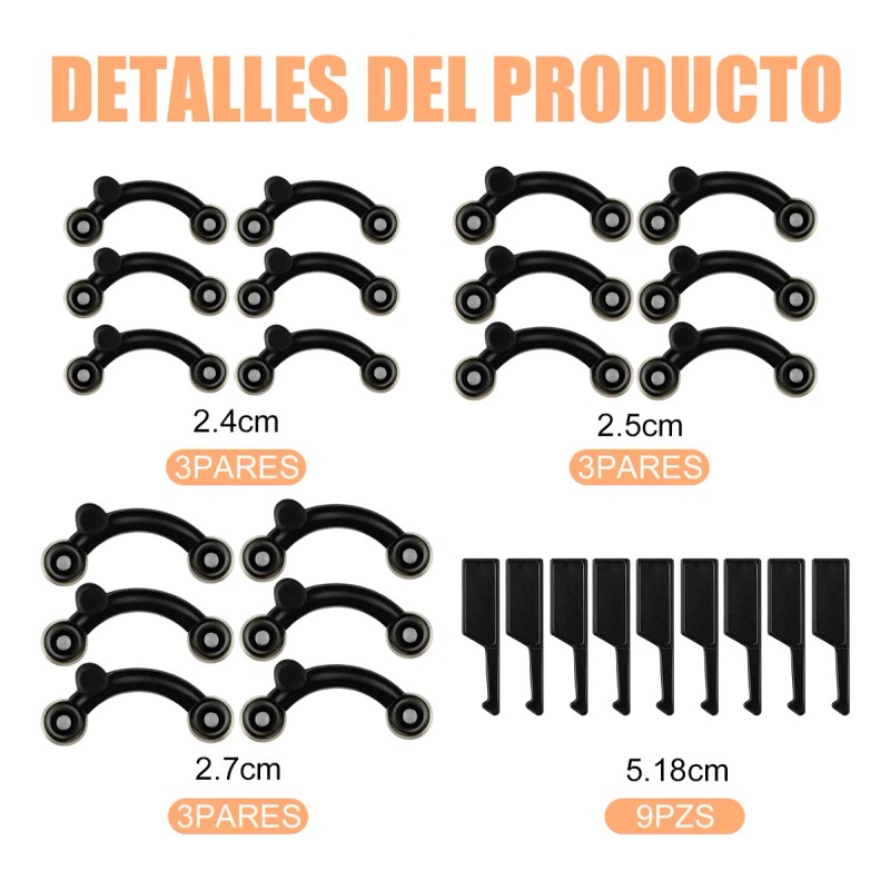 Respingador Nasal Corrector De Nariz 9 Pares 3 Ch, 3