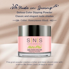SNS Nail Dip Powder, Gelous Color Dipping Powder - Honeymoon Blush (Natural, Nudes, Peach/Pastel, Beige, Cream) - Long-Lasting Dip Nail Color Lasts 14 Days - Low-Odor & No UV Lamp Required - 1oz
