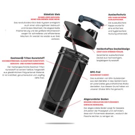 Shieldmixer Hero Pro Classic Shaker Odin, BPA-Free, Gym Accessories, Protein Shaker, Fitness Drinking Bottle, Black, 700 ml