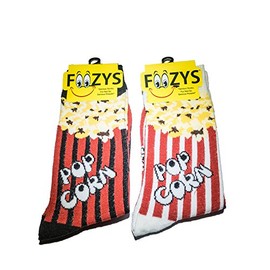Foozys Women’s Crew Socks | Cute Popcorn Food & Drink Novelty Socks | 2 Pair