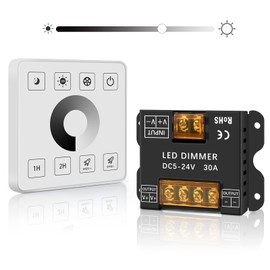RGBZONE LED Light Strip Dimmer, RF Wireless Remote Control, Dimmable Wall Dimmer, Suitable for Single Color LED Strips, DC5V/12V/24V 30A Single Channel Dimming Controller