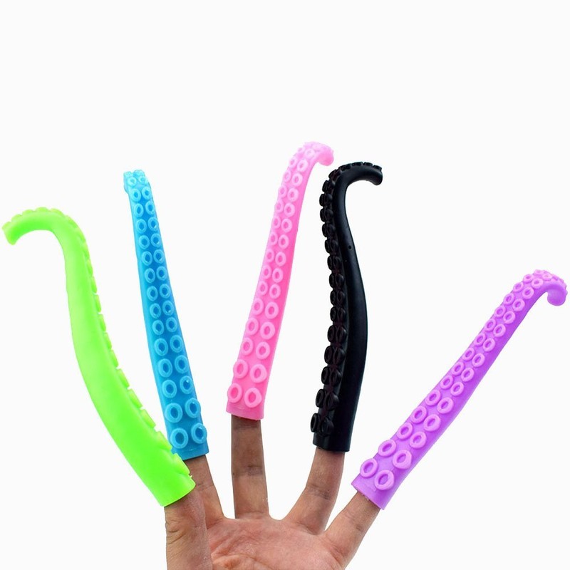 Carykon 10 Pcs Octopus Tentacle Finger Puppets, Assorted Color