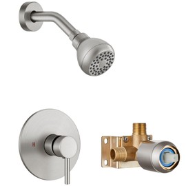 GBBNE Shower Faucet and Head Set,with Rough-in Valve,Shower Trim Kit System Fixtures Complete,Single-Handle,Brushed Nickel