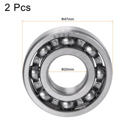 uxcell 6204 Deep Groove Ball Bearings 20mm Bore 47mm OD 14mm Thick CN Open Type Chrome Steel 2pcs