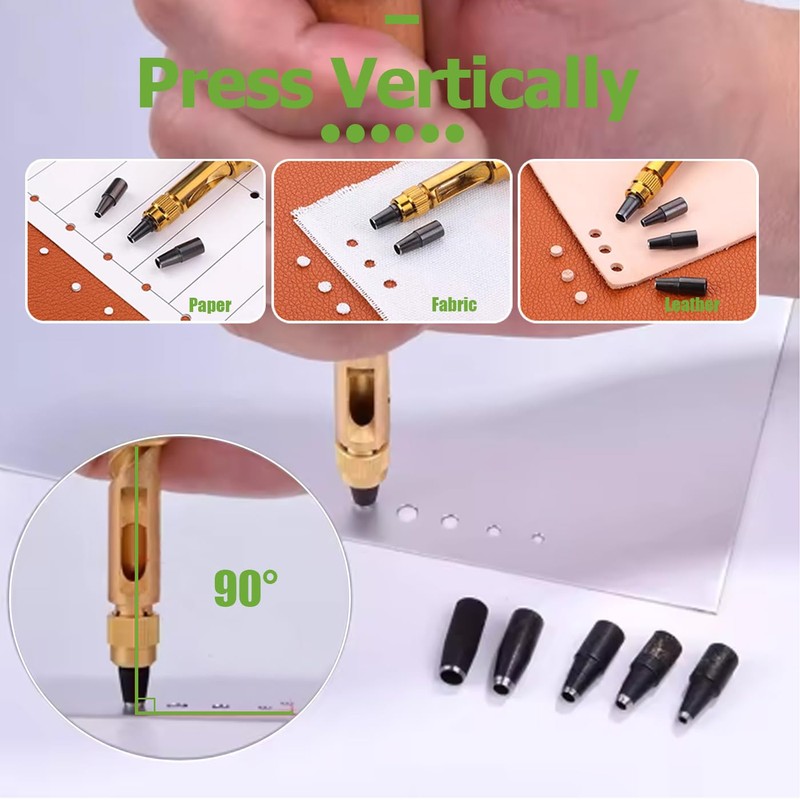 Bestgle Adjustable Screw Hole Punch Bookbinding Tool, Automatic Leather Hole