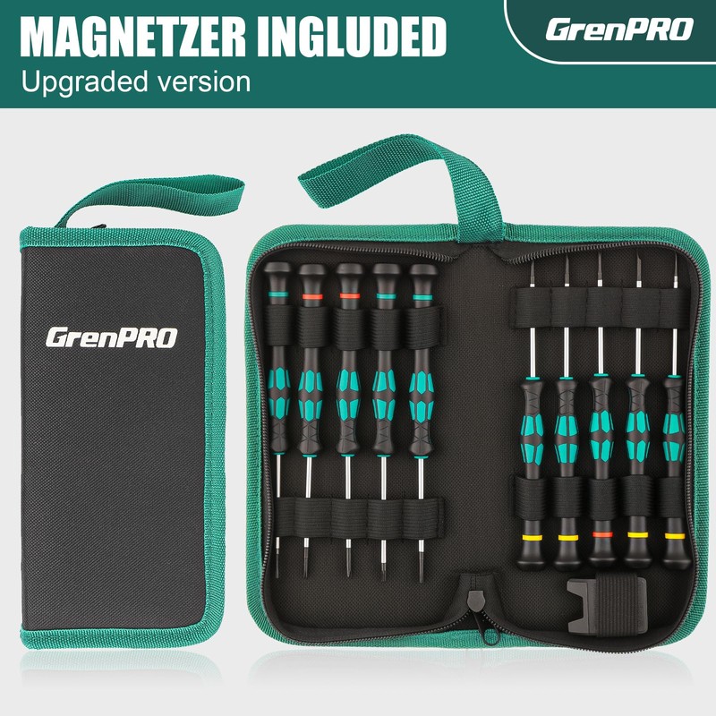 GRENPRO 10-Piece Precision Screwdriver Set, Magnetic Small Screwdrivers with Phillips,