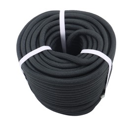 HOSTIC 1/2IN X 200FT 48 Strands Black Polyester Braided Rope Bull Heavy Duty High Force Arborist Tree String