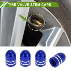 HOPESPANNER Tire Valve Stem Caps Decorative Blue Round Bullet Shape Tyre Valve Dust Covers 7x16.5mm Aluminum Alloy 4 Pcs