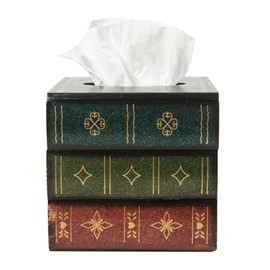 Crafted Classical Retro Wooden Antique Book Tissue Box Cover Square Tissue Holder Dispenser Paper Cover Case Napkin Holder Home Decor for Bathroom Living Room Office car Kitchen (Green)