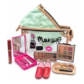 Kit De Maquillaje 2 Cosmetiquera Brochas Sombras Gloss Blush