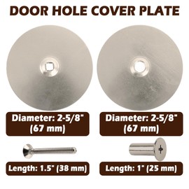 Door Hole Cover Plate, Deadbolt Cover Plate, Door Knob Hole Cover with 1 Inch and 1.5 Inch Connecting Screws, 2-5/8" Diameter, Repair Locks and Doors Hole for Home Security (Bronze)