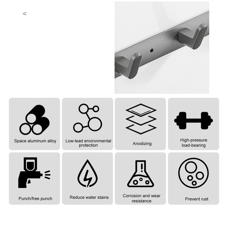 45cm Row Hook Wall Mount Aluminium Alloy Coat Towel Hook