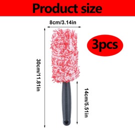 Set of 3 Wheel Rim Brush Aluminium Wheels Microfibre Rims Brush Car Cleaning Brush Car Cleaning Wheel Rim Cleaning Brush Deep Into Rim Bed for Gentle Cleaning All Rim Types