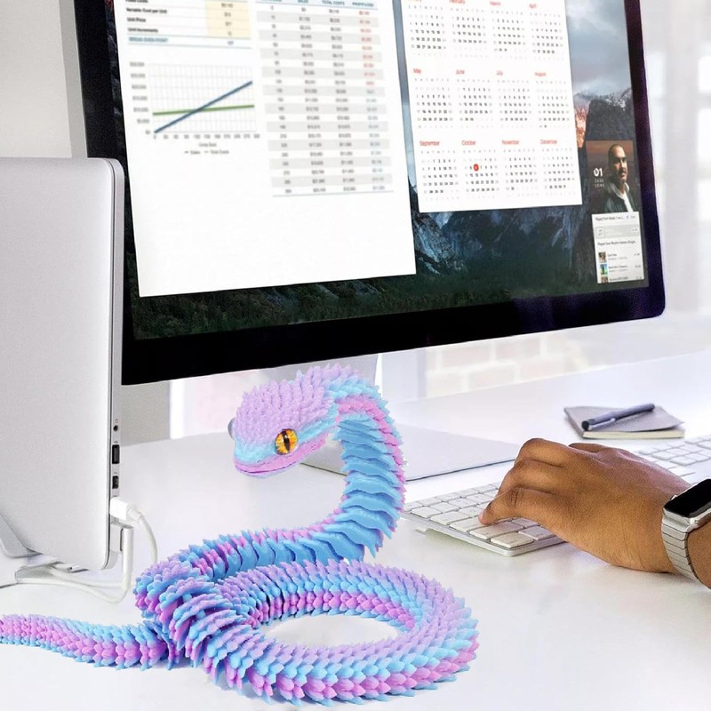 GETFACAI 2 PCS 3D Printed Snake, 3D Snake, Fidget Snake,