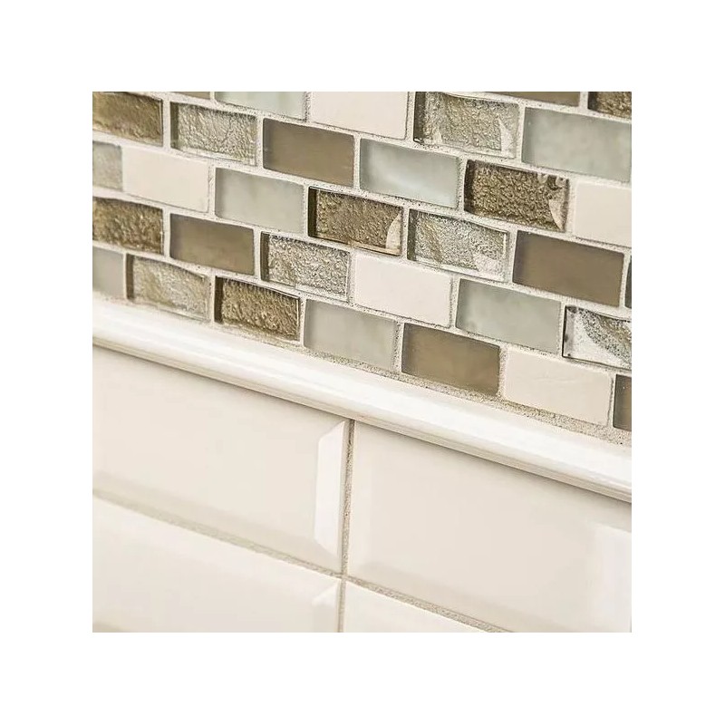 Jeffrey Court Bellagio Pebble Brown/Tan Brick Interlocking Mixed Glass Marble