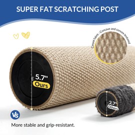 Cat Craft Cat Scratching Post Large Reticulate Carpet Scratching Post for Indoor Cats, Tall Cat Scratch Post, Carpet Cat Scratcher with Replaceable Toys, Sturdy Base, Large, Beige