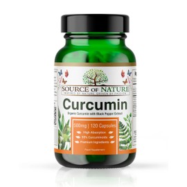 Source of Nature® Curcumin 500 mg, 120 capsules, 4-month supply, more than 95% pure curcuminoids, produced in the EU, with piperine for absorption, vegan, from turmeric, high dose