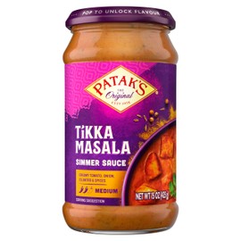 Patak's Tikka Masala Simmer Sauce with Creamy Tomato, Onion, Cilantro & Spices, No Artificial Flavors, Gluten-Free, Vegetarian, 15 Ounce (Pack of 3)