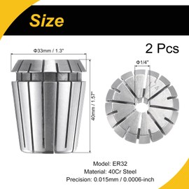 WorkBless ER32 Spring Collet 1/4" Chuck for CNC Engraving Machine Lathe Milling Tool 2 Pcs