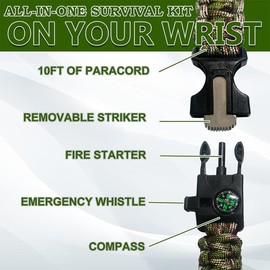 Survival Armband Kit, Survival Kit Armbänder, Kompass, Paracord Schlüsselanhänger, Rettungsschwimmerpfeife, Multifunktionales Überlebensarmband, Outdoor-Aktivitäten