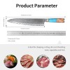 IOKO 9.5 Inch 67 Layers Damascus Steel Kitchen Chef Knives