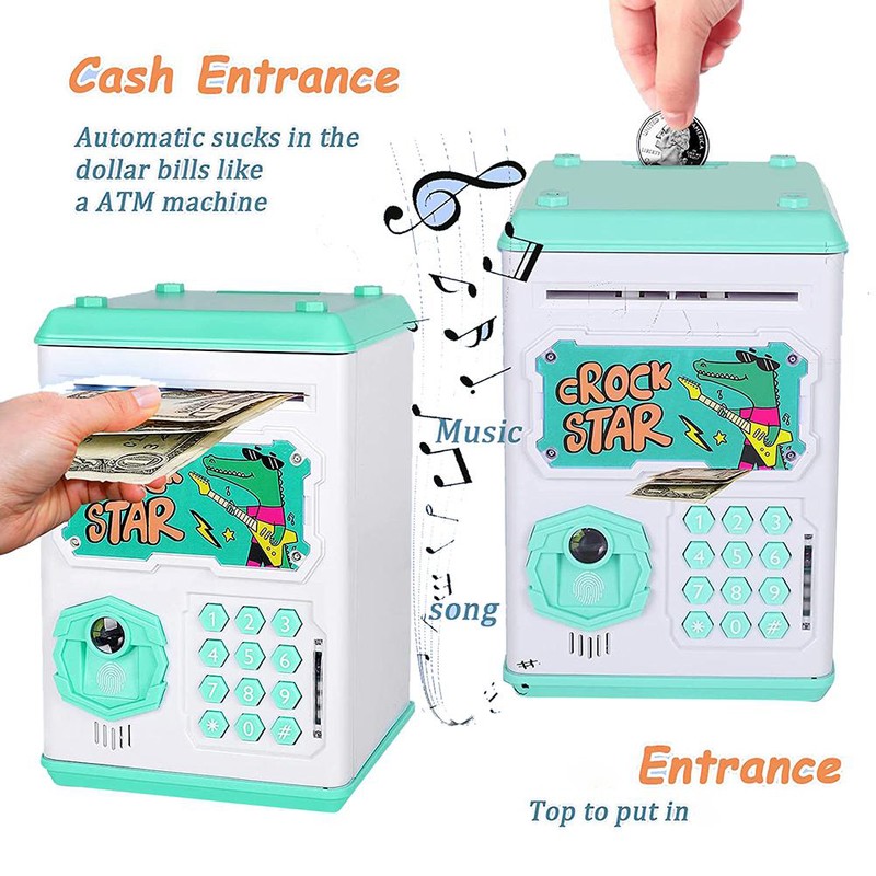Electronic Piggy Bank for Kids Cash Money Saving Box Fingerprint