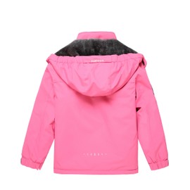 Keevoom Girl's Waterproof Ski Snow Jacket Fleece Windproof Winter Jacket with Hood Rose Red 10-12