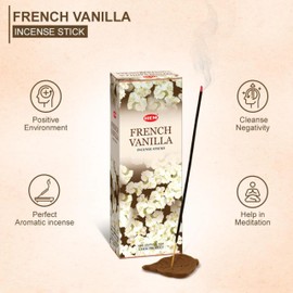 HEM Incense sticks French Vanilla Full box of 6 with DHS incense stick holder for Yoga, Meditation, Healing, Spirituality, Aromatherapy, Incense Spa and Relaxation…