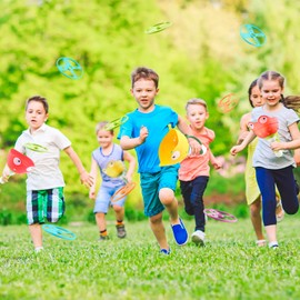 Outdoor Toy Children from 4 5 6 7 8, Garden Toy for Children from 4-8 Years, 2 Packs & 24 Discs Flying Saucer Launcher Toy, Propeller Toy for Children from 3 4 5 6 Years