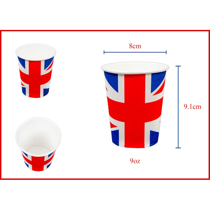 SHATCHI 20pcs Great Britain Union Jack Party Paper Cups Tableware