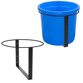 Teenyyou 2 Pcs Heavy Duty Metal Bucket Holder Securely Bucket Hangers for 5 Gallon Horse Water and Feed Pre Installed Pail Holder for Horses, Wall Mount (One Strip Style)