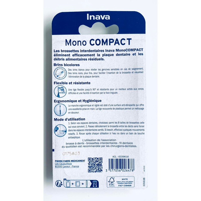 Inava Mono Compact Bürsten, 1,5 mm, große Räume, Rot, 4