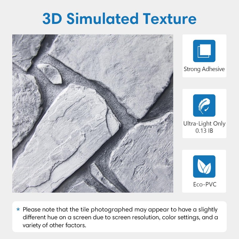 COMSTICKC 3D Faux Stone Wall Panel,Peel and Stick Stone Tiles,10