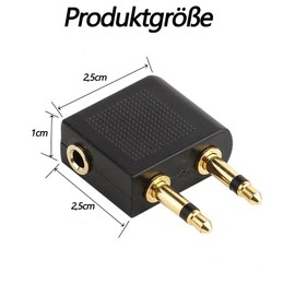 Leloco Aeroplane Adaptor Headphones, Pack of 4, Gold Plated Adapter, Car Headphones, 3.5 mm Jack Socket, Aeroplane Adapter for All Airlines Media Systems