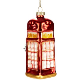 BRUBAKER Telefonkelle UK - Hand-Painted Glass Christmas Bauble - 13 cm Tree Bauble - England Christmas Decoration - Mouth-Blown Christmas Tree Decoration - Funny Decorative Pendant