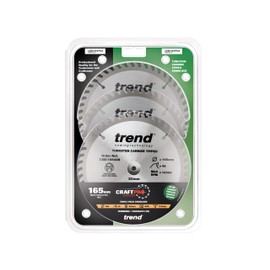 Trend CraftPro Multi-Pack Circular Saw Blades, 165mm x 48 Teeth x 20mm Bore, ATB Tooth Form, Triple Pack, CSB/165/3PK/A