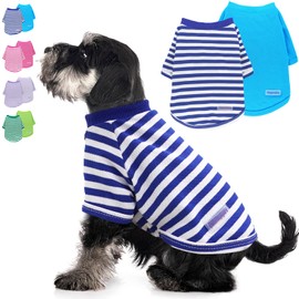 2 Pieces Stripe Dog Clothes for Small Dogs Summer Dog Shirt Cute Soft Puppy Clothes Bresthable Chihuahua Cat Clothes XS~XXL Pet Clothing (Blue, XX-Large)