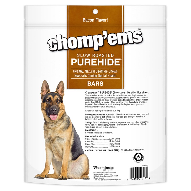 CHOMP 'EMS Ruffin' It 21013 Purehide Dog Chew, Size 12