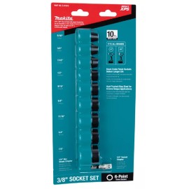 Makita E-01672 Impact XPS 10 Pc. 3/8" Drive 6‑Point SAE Impact Socket Set.