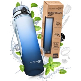 My Vesperbox Minny Children's Leak-Proof Drinking Bottle, 750 ml, with Straw or Strainer, BPA-Free, for Nursery, School (750 ml, Blue Gradient)